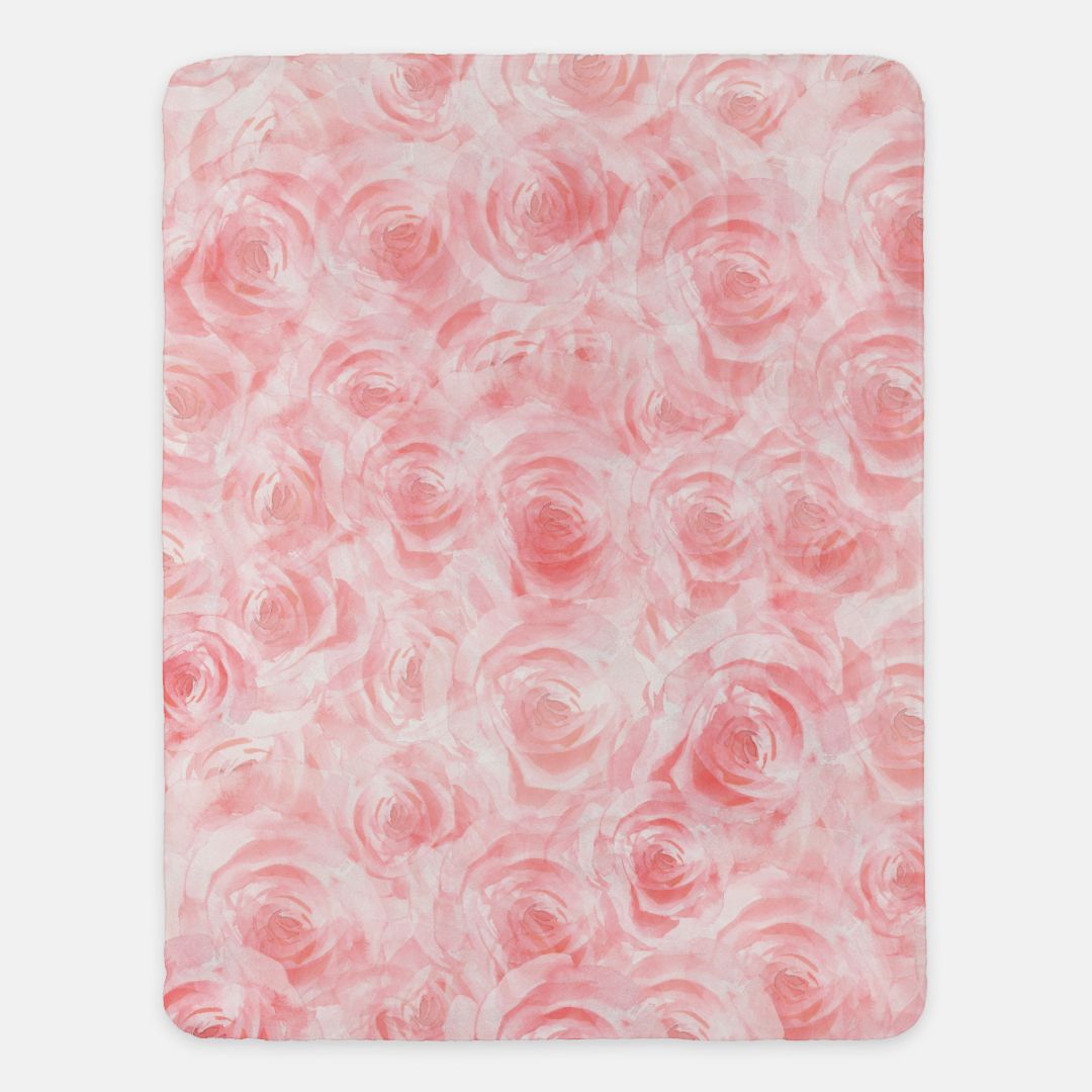 Personalized Pink Roses XL 60x80 Sherpa Blanket