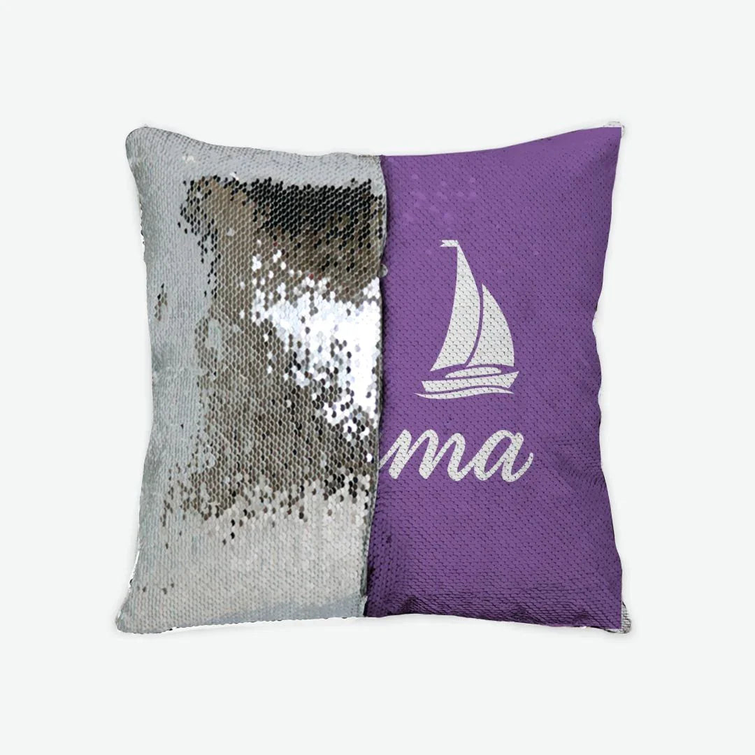 Tri Sigma Sequin Pillow Cover - Script