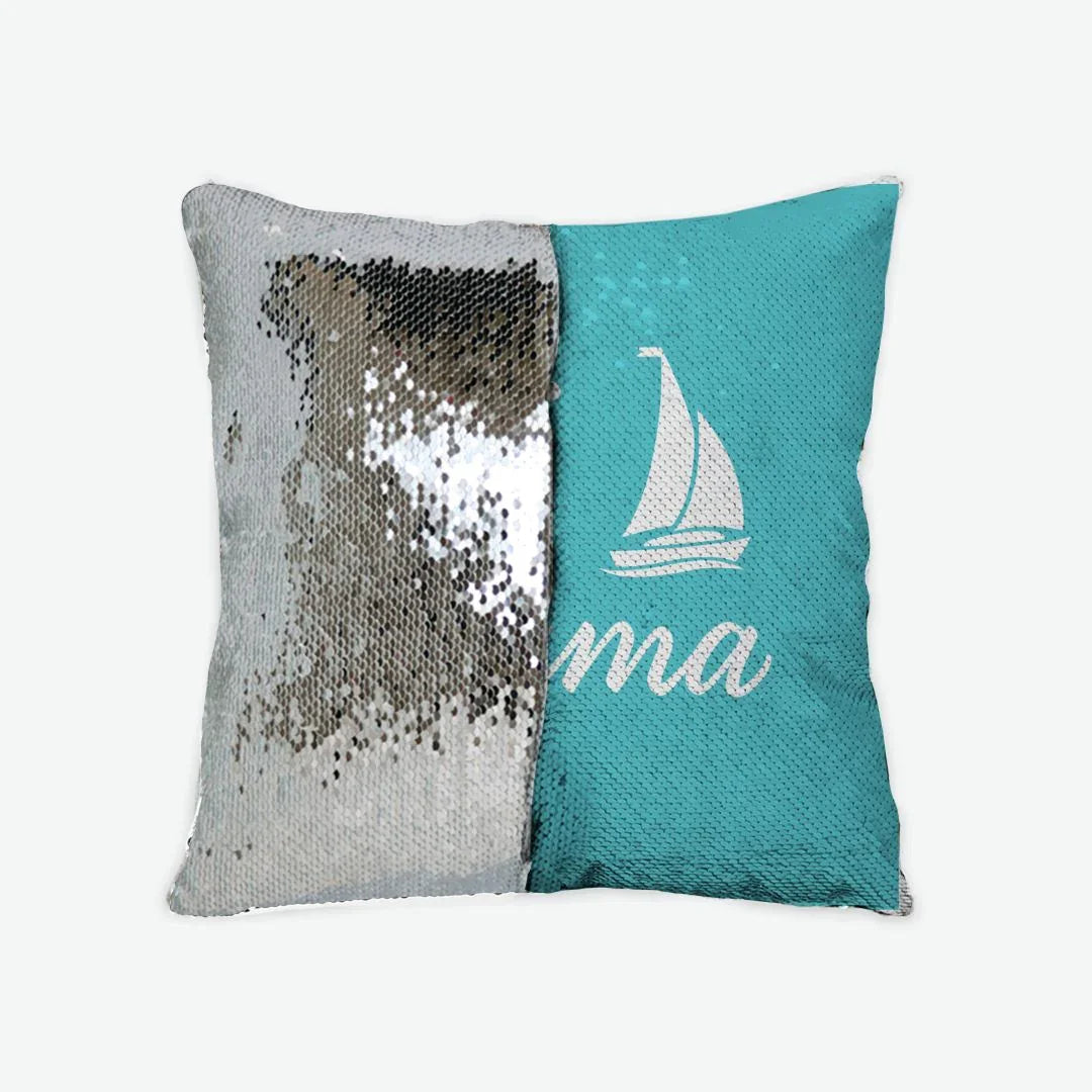 Tri Sigma Sequin Pillow Cover - Script