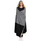 HPU Large Hooded Blanket - Gray and Black Color Split 60"x80" | Gifts | Festive Fit Home