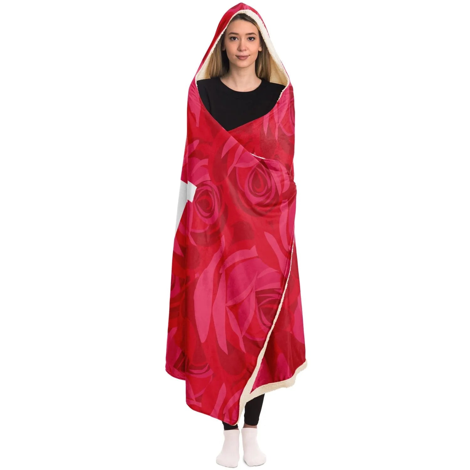 Alpha Omicron Pi Hooded Sherpa Blanket - Floral | Big and Little Gifts | Festive Fit Hone