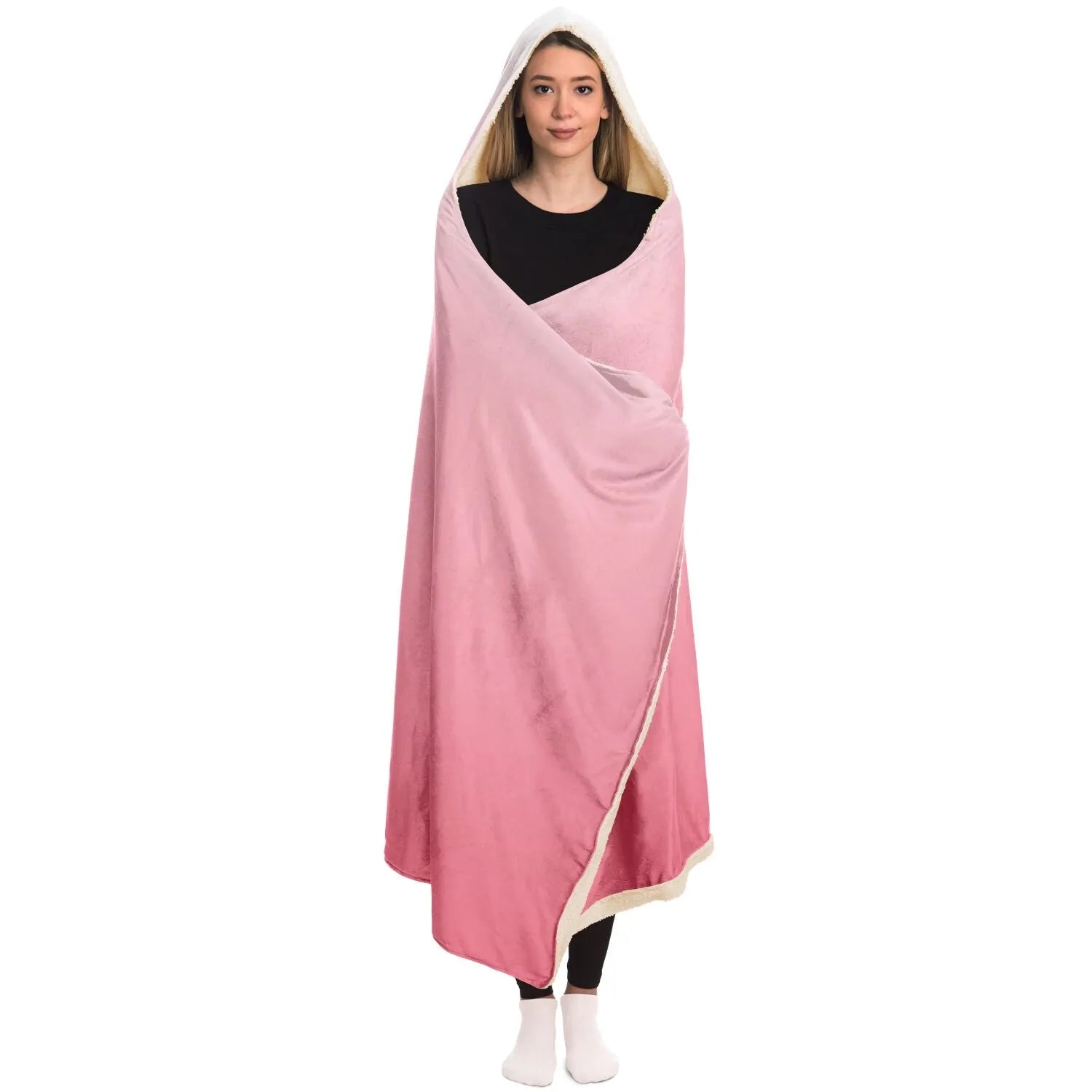 Delta Zeta Hooded Sherpa Blanket - Pink Gradient and Icon | Gifts | Festive Fit Home