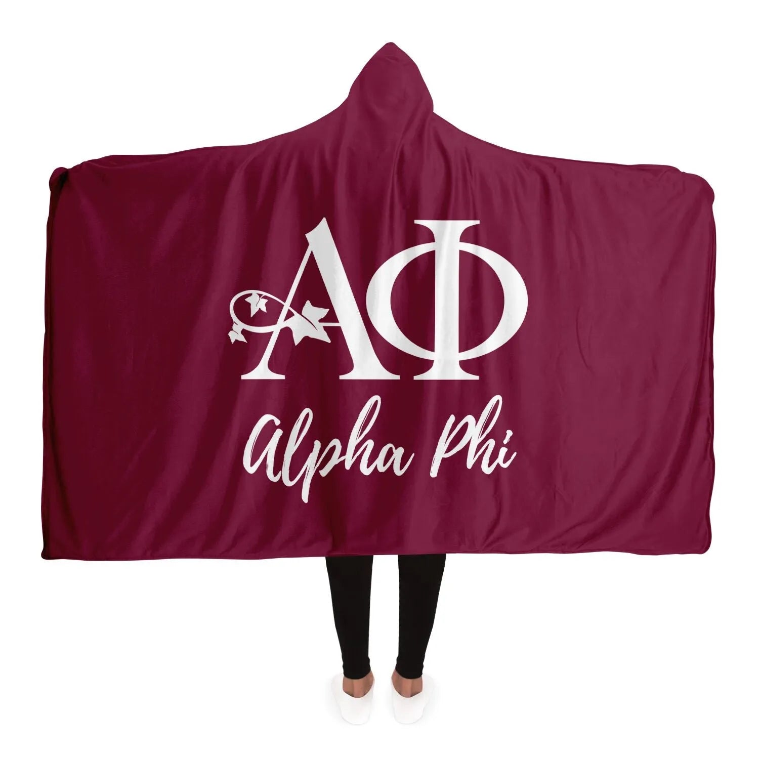 Alpha Phi Bordeaux Hooded Blanket | Custom APhi Big Little Gifts