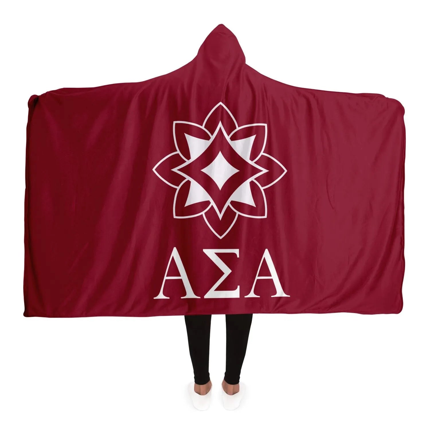 Alpha Sigma Alpha Hooded Blanket - Crimson | Custom Alpha Sig Gifts