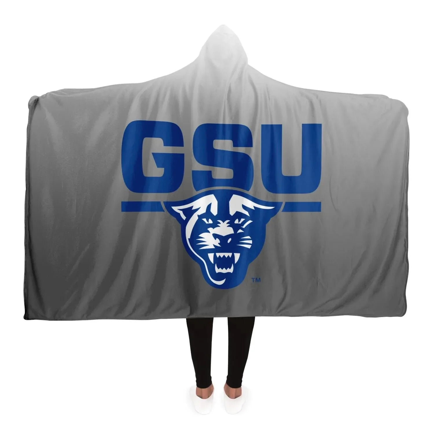 GSU Gray Gradient Large Hooded Sherpa Blanket 60"x80".| Official  Merchandise | Festive Fit Home