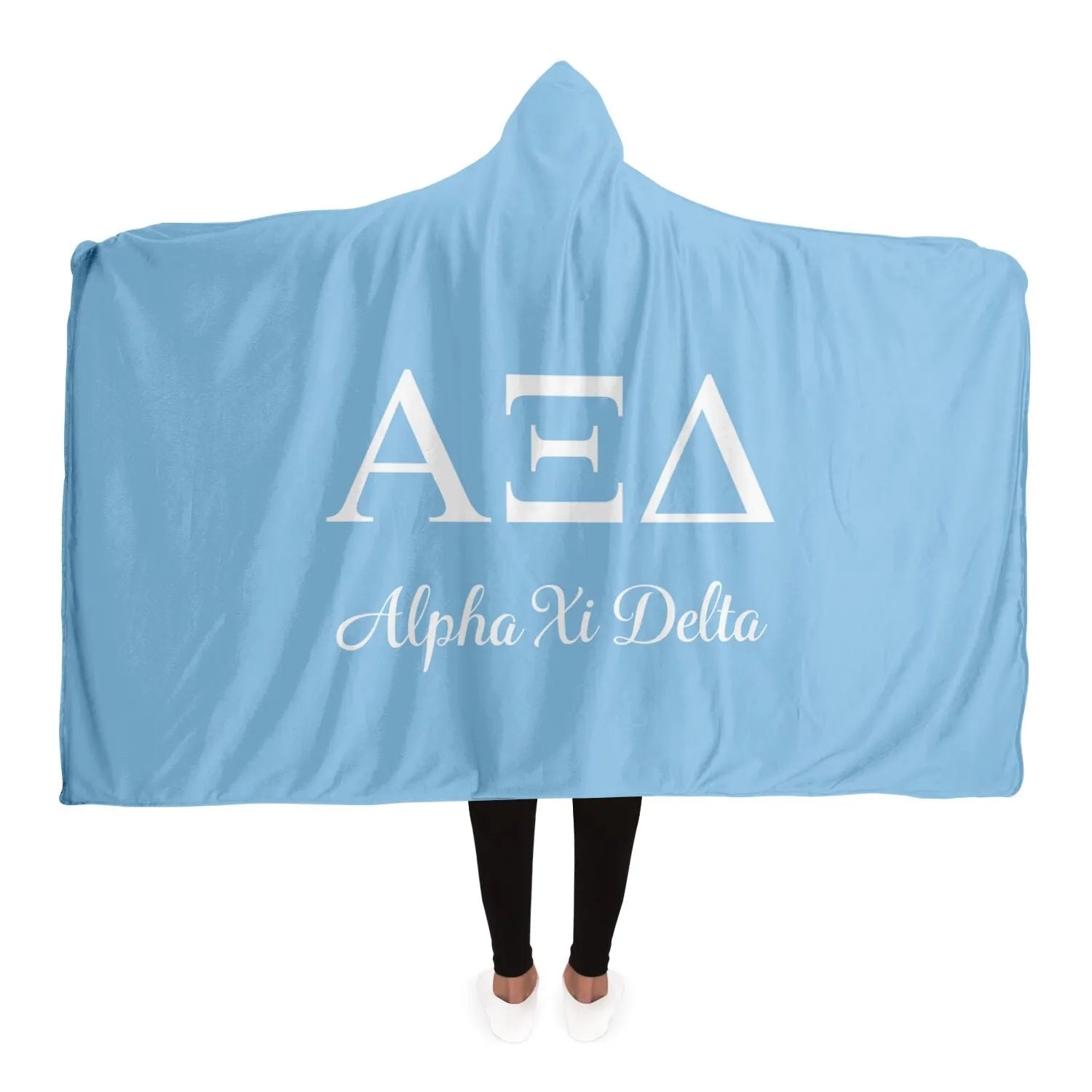 Alpha Xi Delta Griffin Blue Large Hooded Sherpa Blanket 60"x80" | Gifts | Official Merchandise