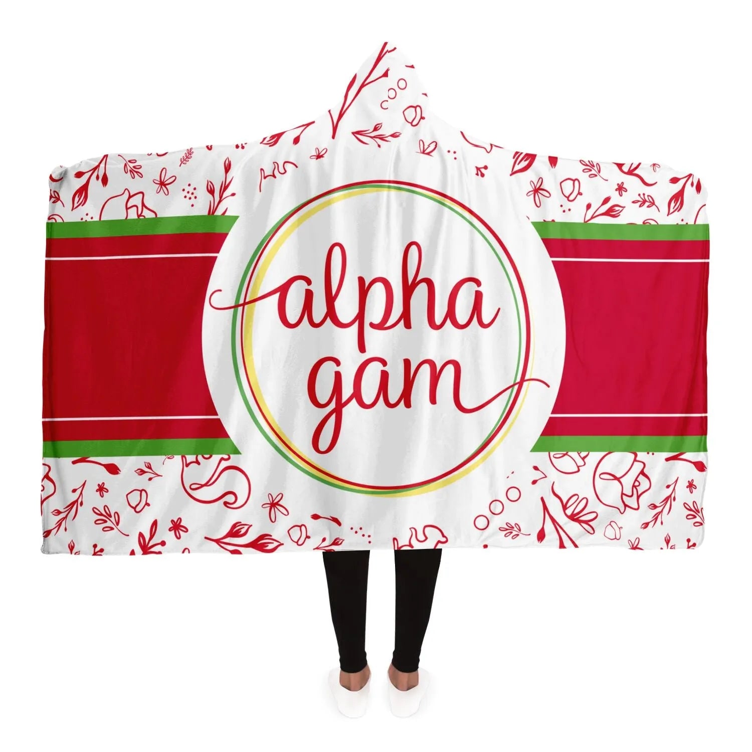 Alpha Gam Hooded Blanket - Red Combo | Custom AGD Big Little Gifts