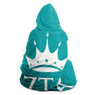 Zeta Tau Alpha Crown and Greek Letters Hooded Blanket - Turquoise | Gifts and Merchandise | Festive Fit Home