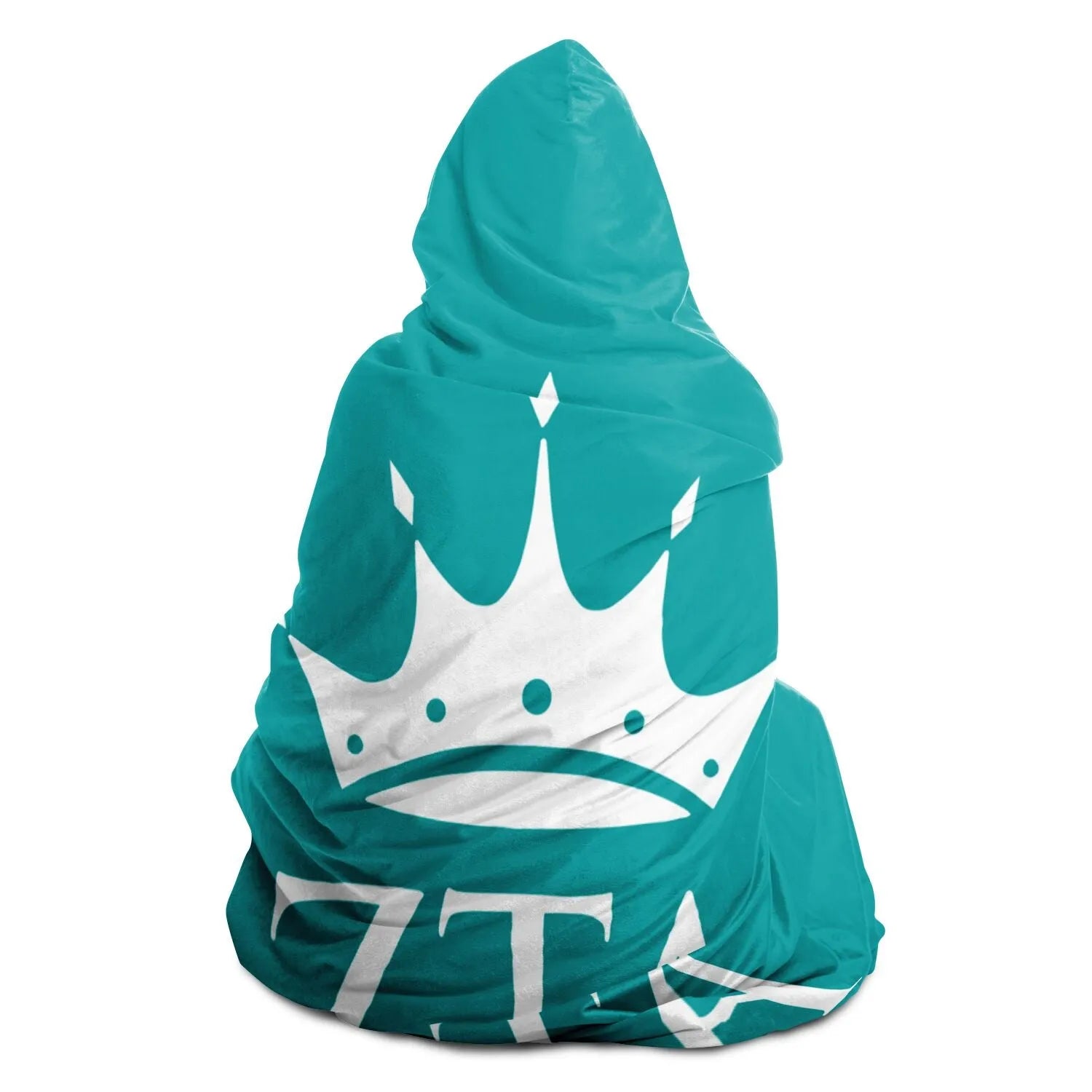 Zeta Tau Alpha Crown and Greek Letters Hooded Blanket - Turquoise | Gifts and Merchandise | Festive Fit Home