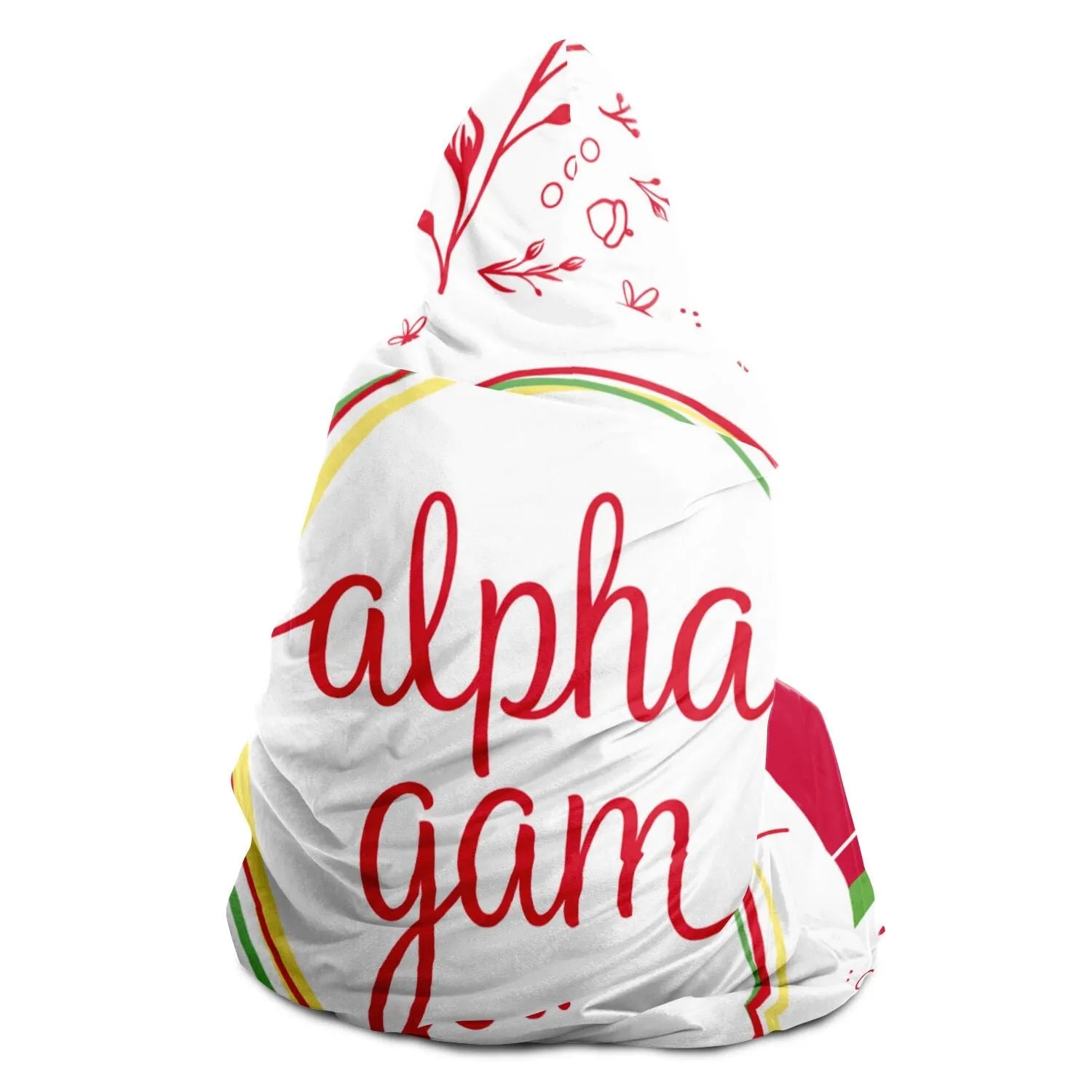 Alpha Gam Hooded Blanket - Red Combo | Custom AGD Big Little Gifts