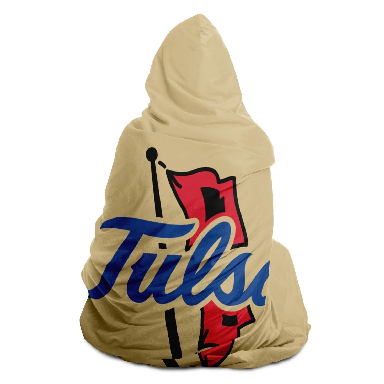 Tulsa Logo Gold Large Hooded Sherpa Blanket | Gifts and Merchandise | Festive Fit Home