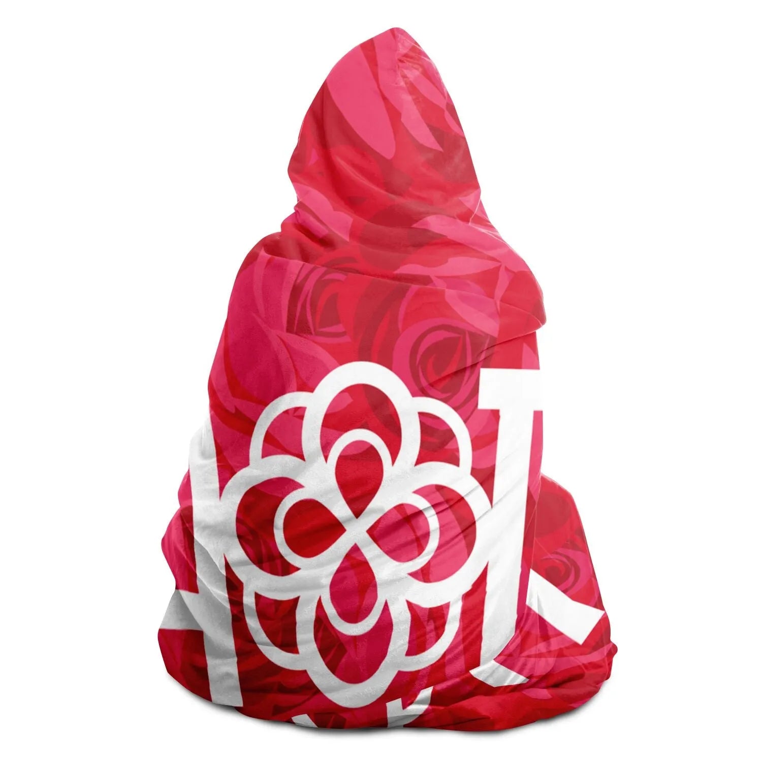 Alpha Omicron Pi Hooded Sherpa Blanket - Floral | Big and Little Gifts | Festive Fit Hone