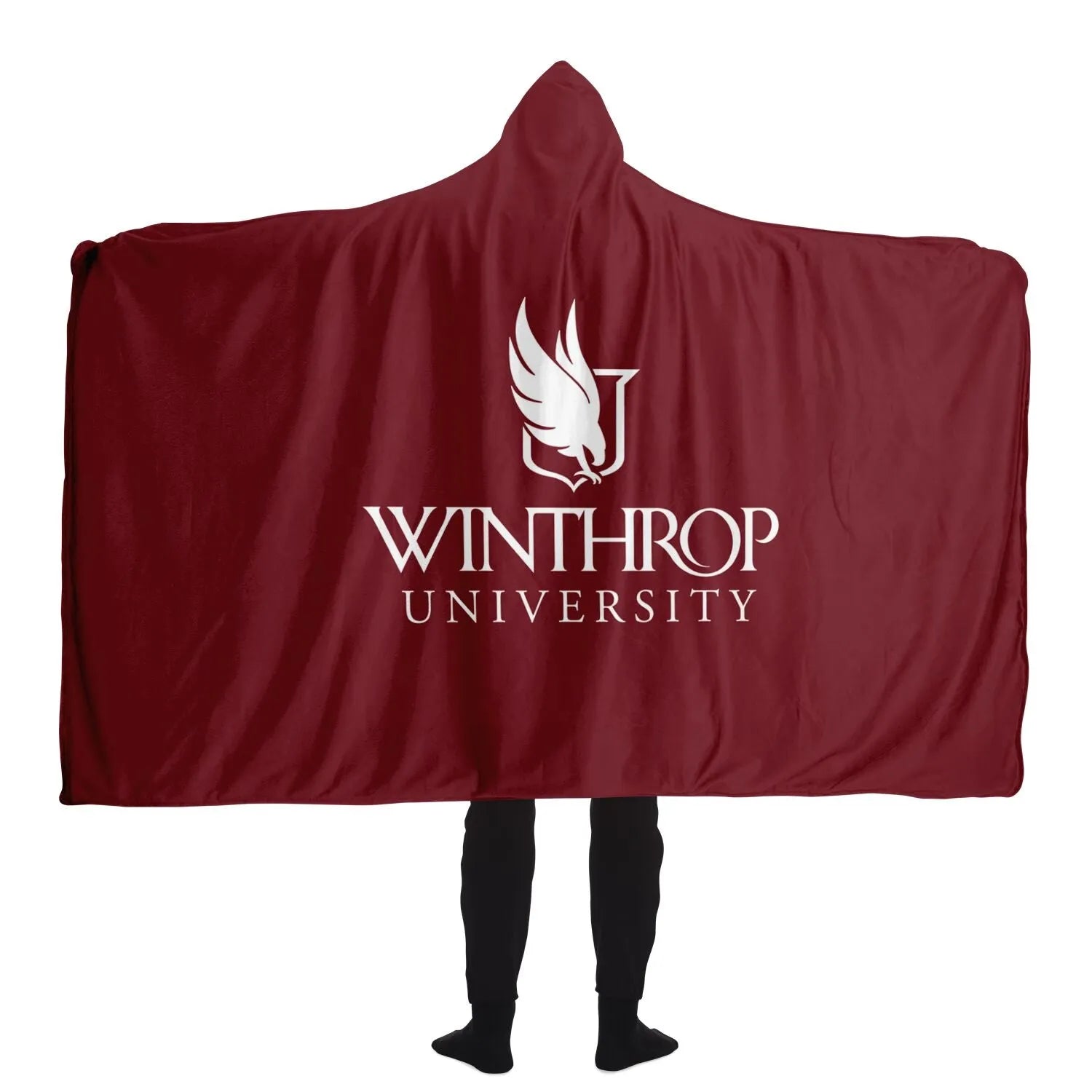 Winthrop Traditional Logo Hooded Sherpa Blanket | Gifts and Decor | Festive Fit Home