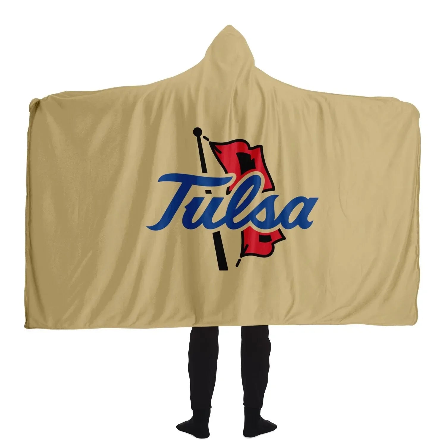 Tulsa Logo Gold Large Hooded Sherpa Blanket | Gifts and Merchandise | Festive Fit Home