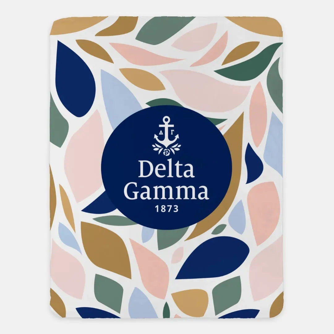 Delta Gamma XL 60x80 Sherpa Throw Blanket - Flat Leaves Throw Blankets