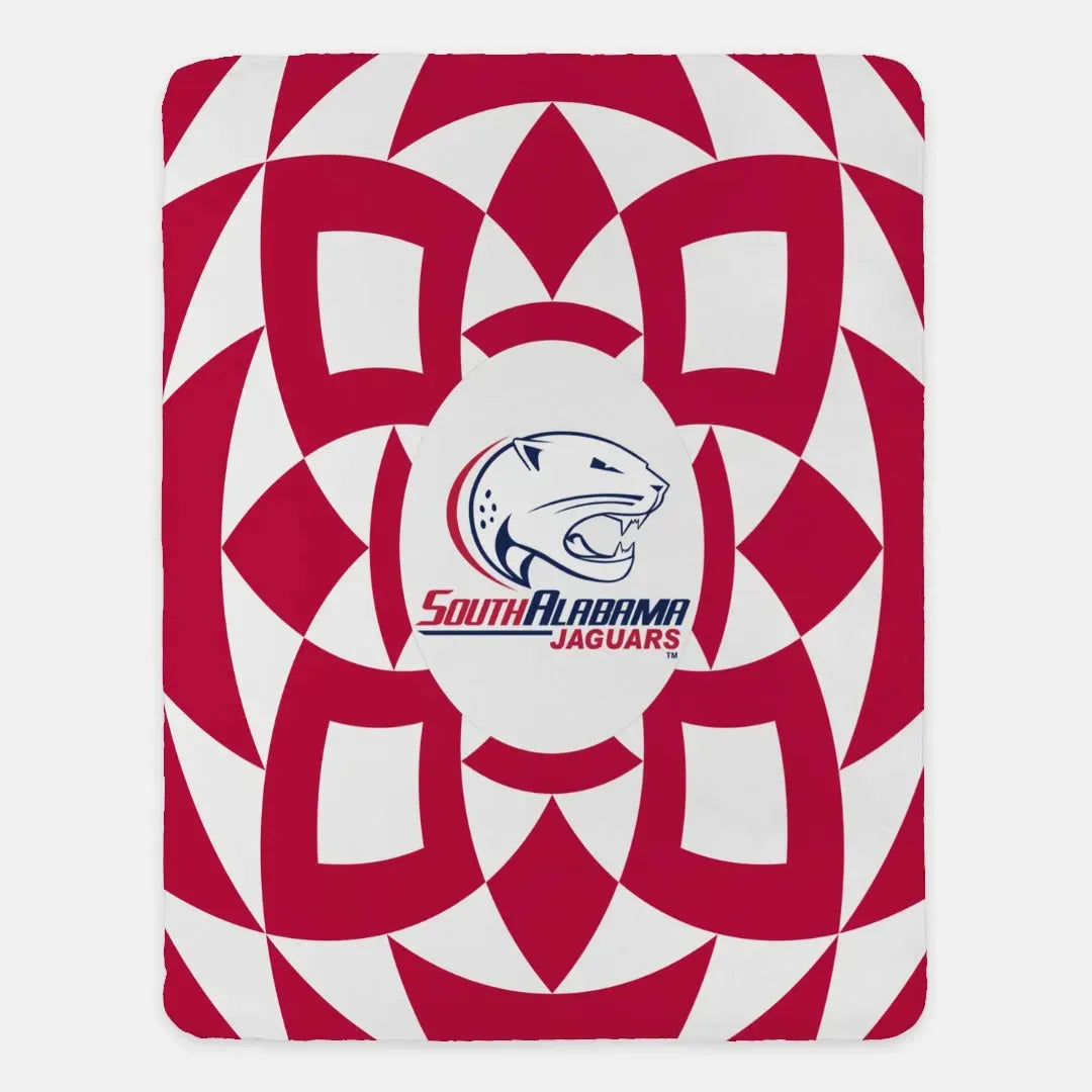 University of South Alabama XL 60x80 Red Tribal Sherpa Blanket Throw Blankets