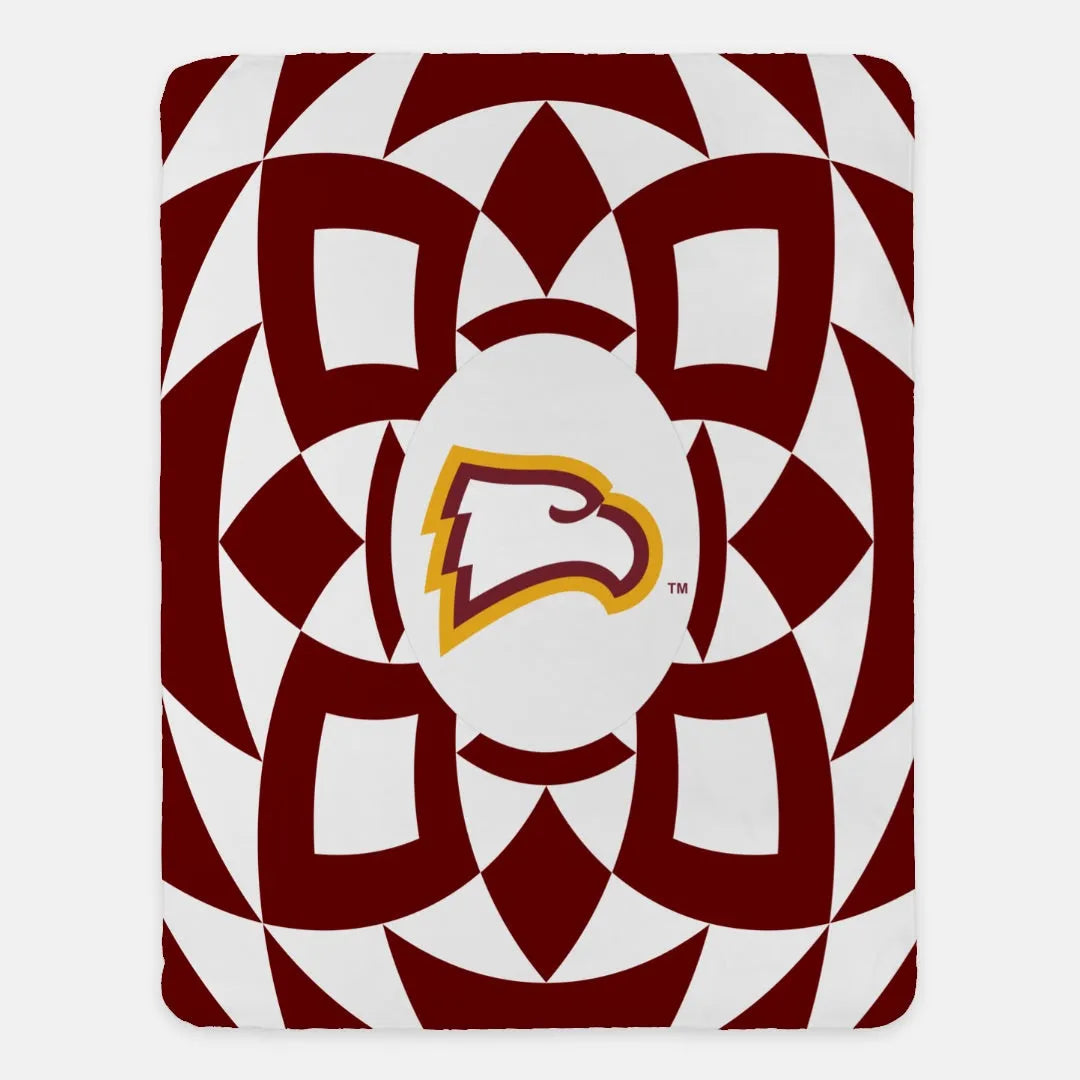 Winthrop University Blanket Garnet Tribal Sherpa Blanket - 60" x 80" | Gifts and Merchandise.| Bookstore Gifts