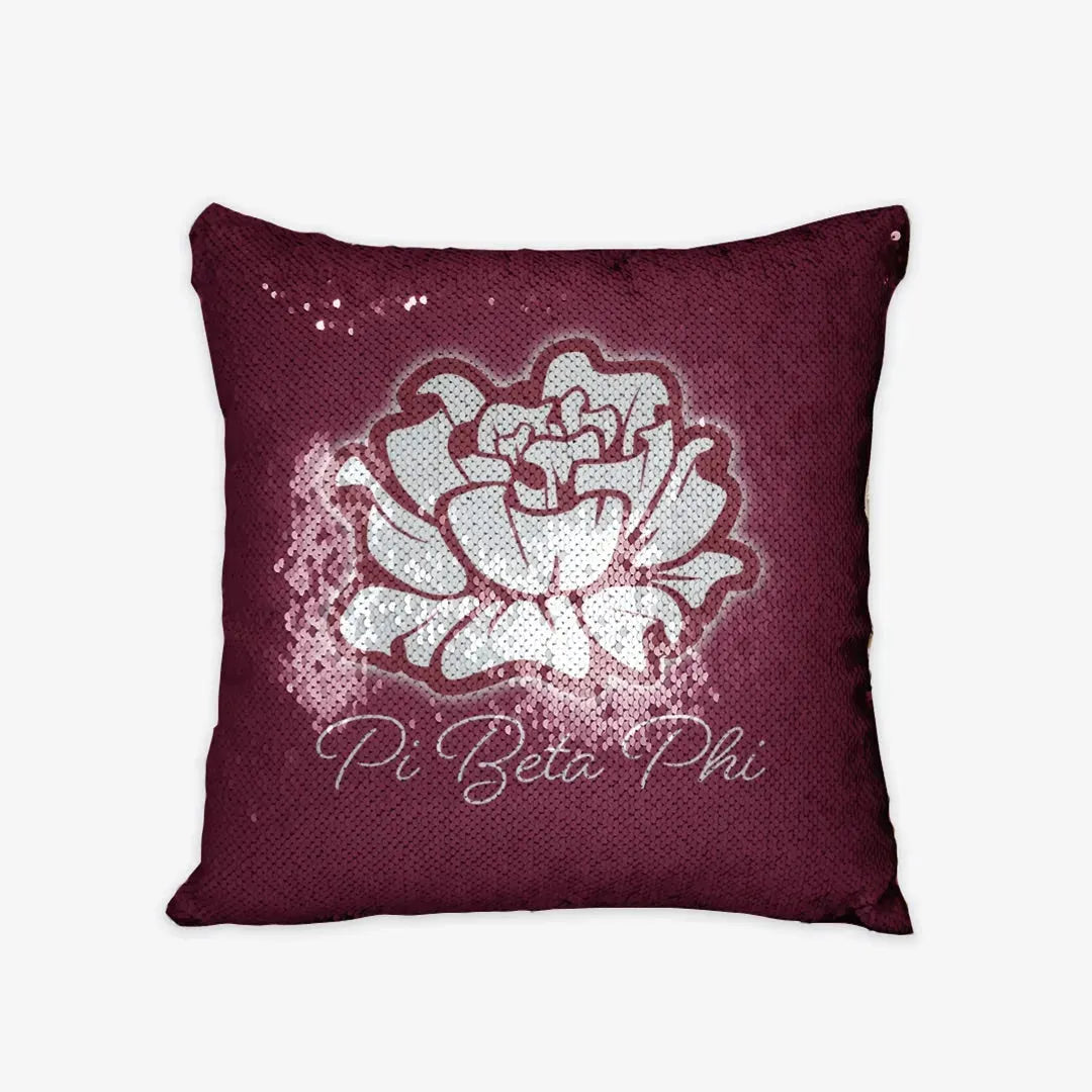 Pi Beta Phi Carnation Sequin Pillow Cover Pillow Covers
