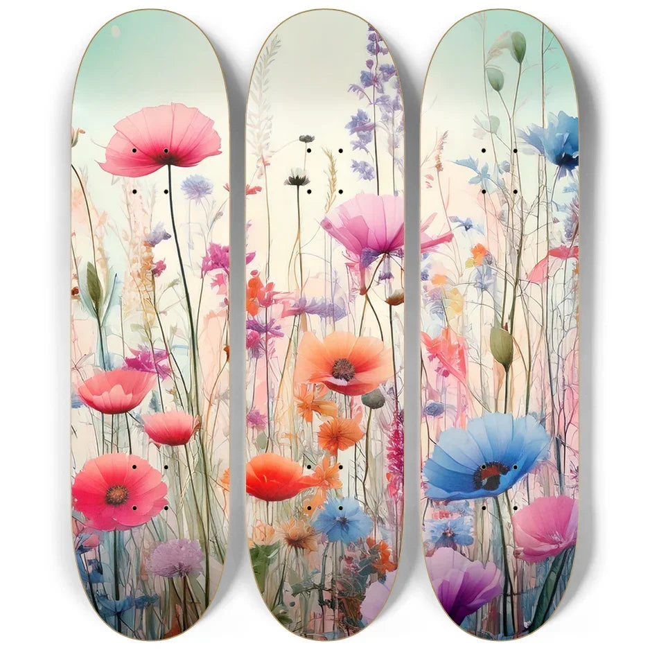 Wildflower 3-Panel Series Triptych Skateboard Deck Skateboard Deck