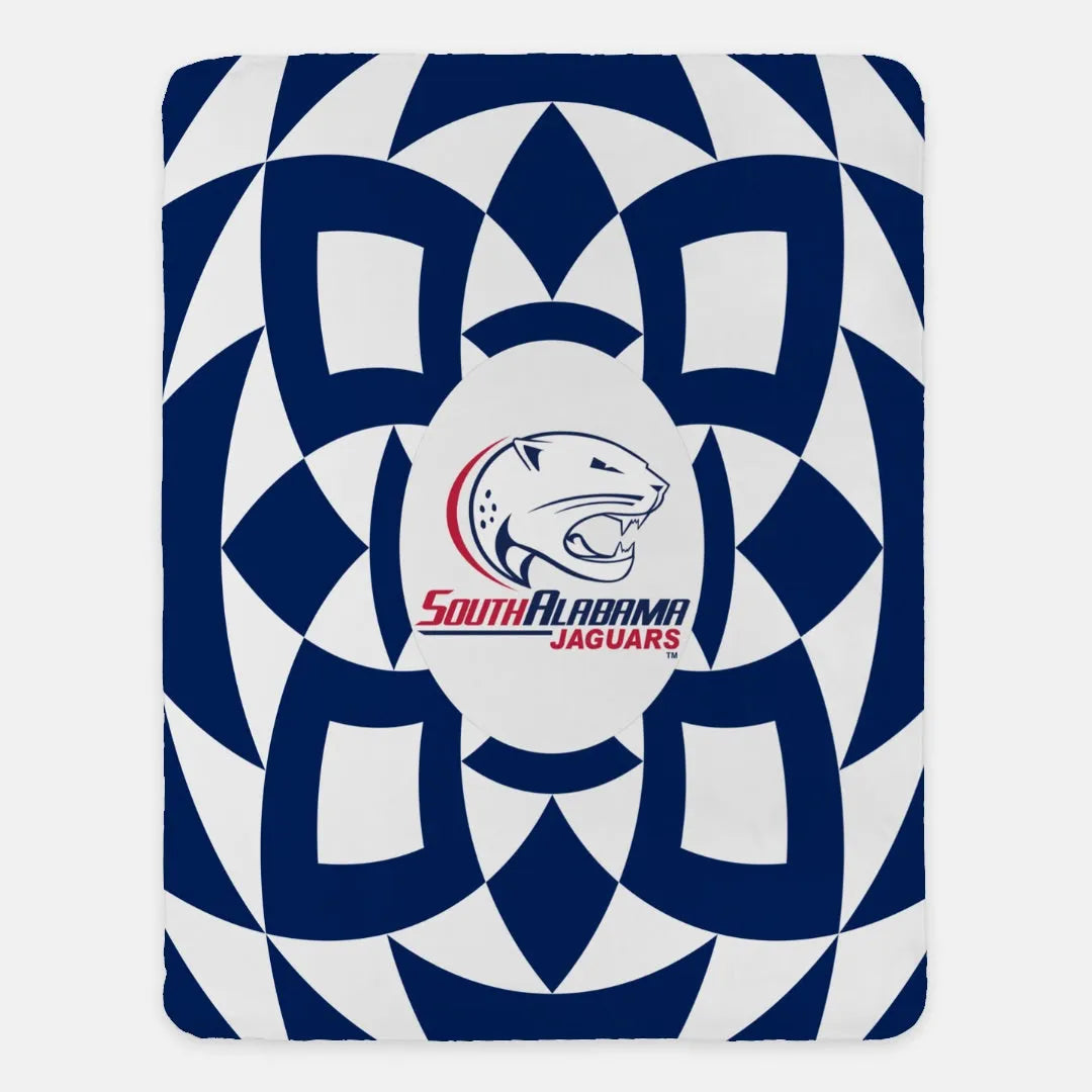 University of South Alabama Blanket Blue Sherpa Tribal 60"x80" | South Alabama Gifts | Festive Fit Home