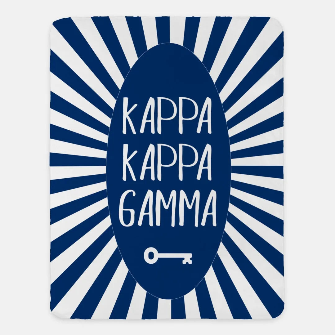 Kappa Kappa Gamma Blanket - Blue Starburst with Key - XL 60x80 | Gifts and Merch | Festive Fit Home