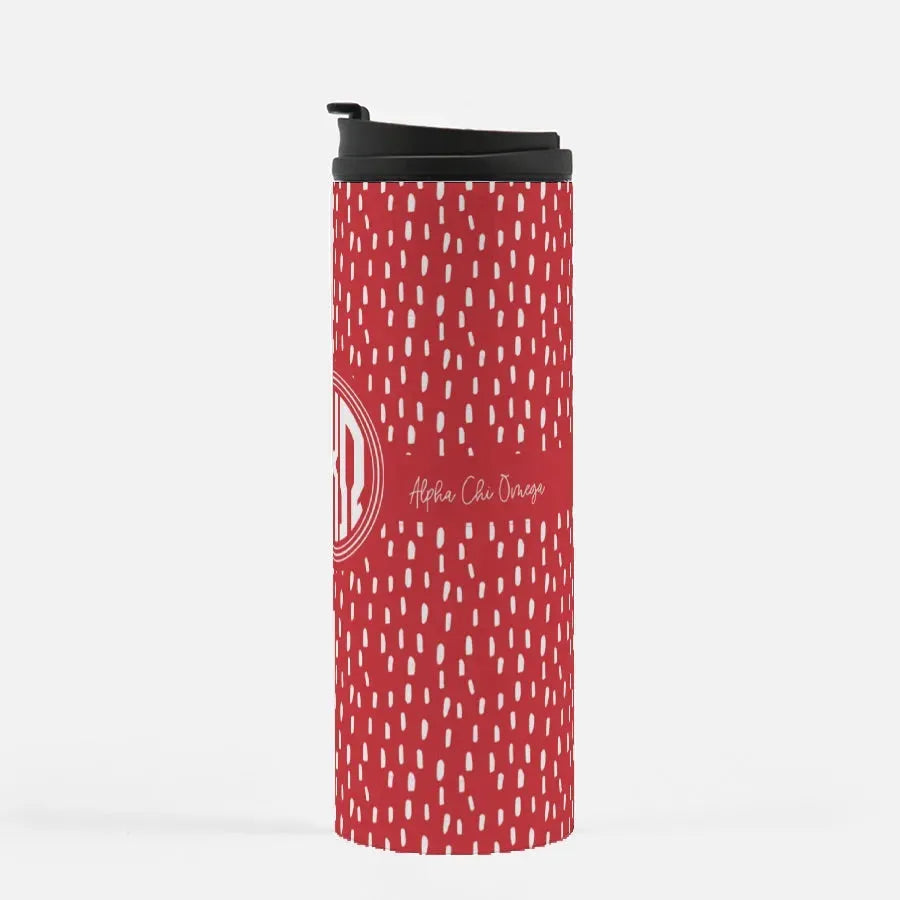 Alpha Chi Omega Thermal Tumbler | Scarlet Band 16 oz. Drinkware