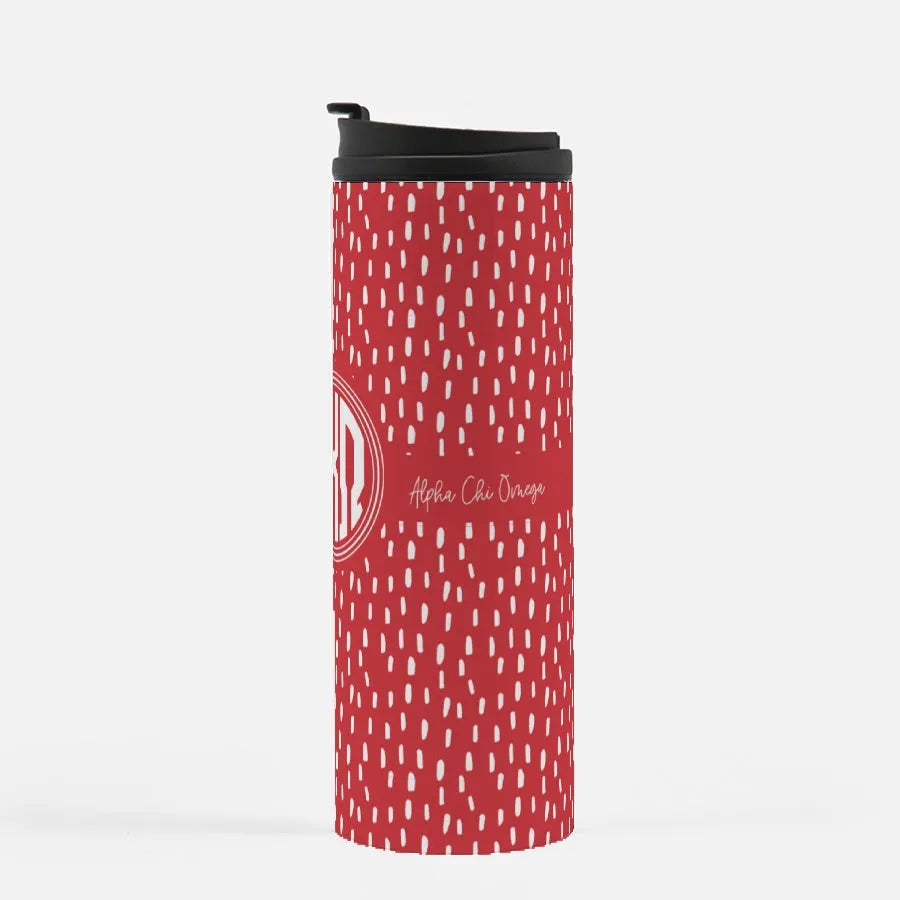 Alpha Chi Omega Thermal Tumbler | Scarlet Band 16 oz. | Gifts and Merchandise | Festive Fit Home