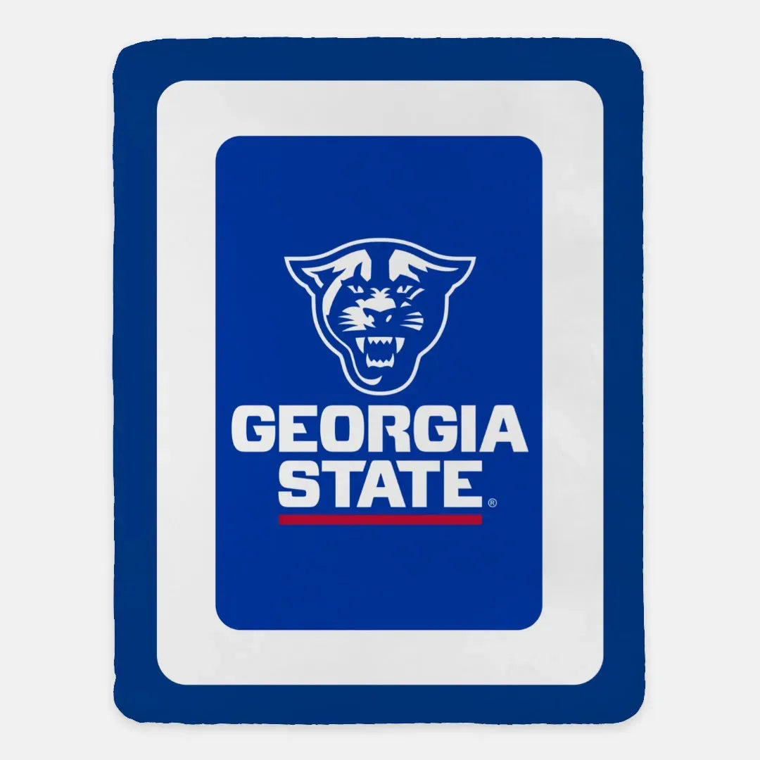 Georgia State University XL 60x80 Sherpa Blanket - Double Band Throw Blankets