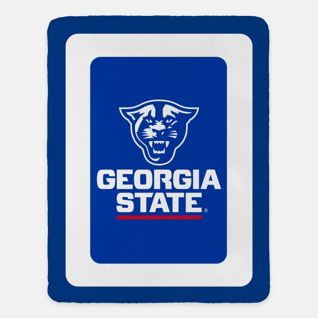 Georgia State University XL 60x80 Sherpa Blanket - Double Band | GSU Gifts