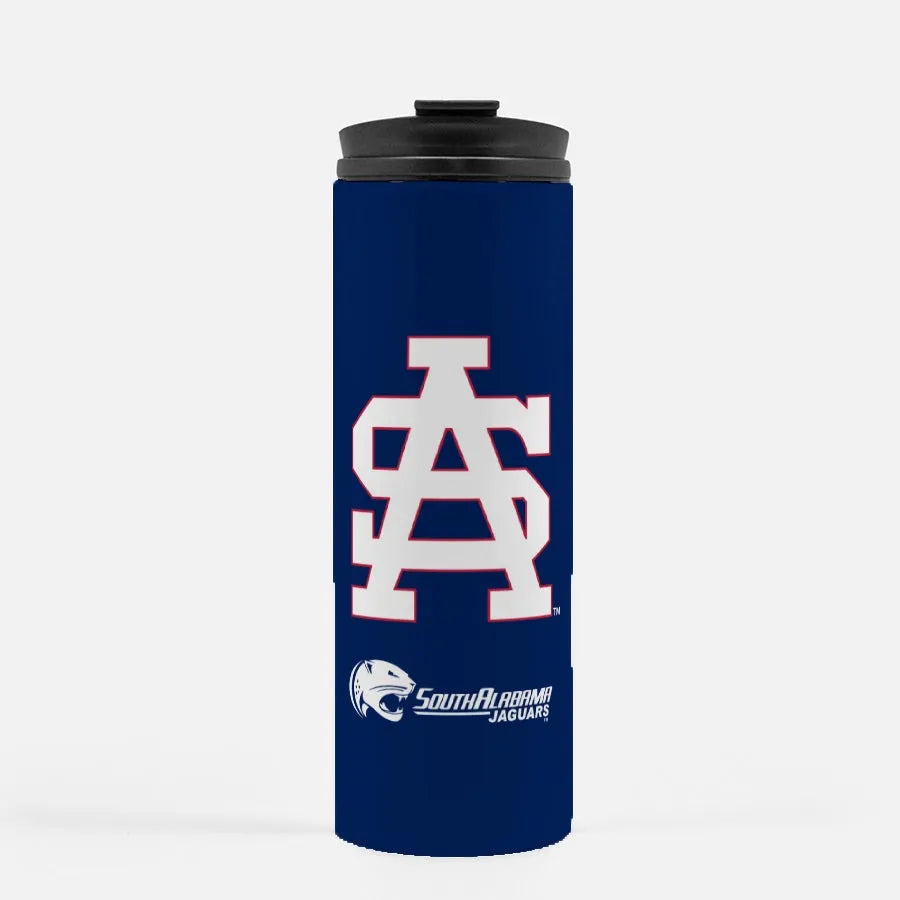 University of South Alabama White Letters Thermal Tumbler 16 oz.| Gifts and Merchandise | Festive Fit Home