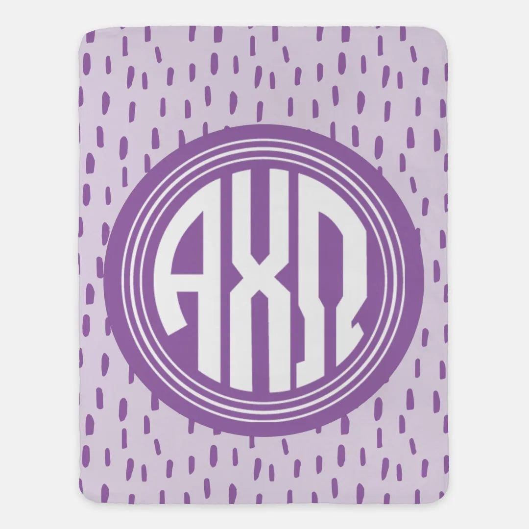 Alpha Chi Omega XL 60x80 Sherpa Throw Blanket Iris Dash - AXO Gifts