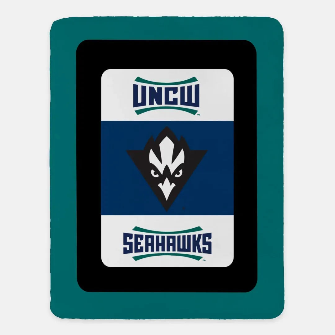 UNC Wilmington XL 60x80 Sherpa Blanket - Color Block Navy Throw Blankets