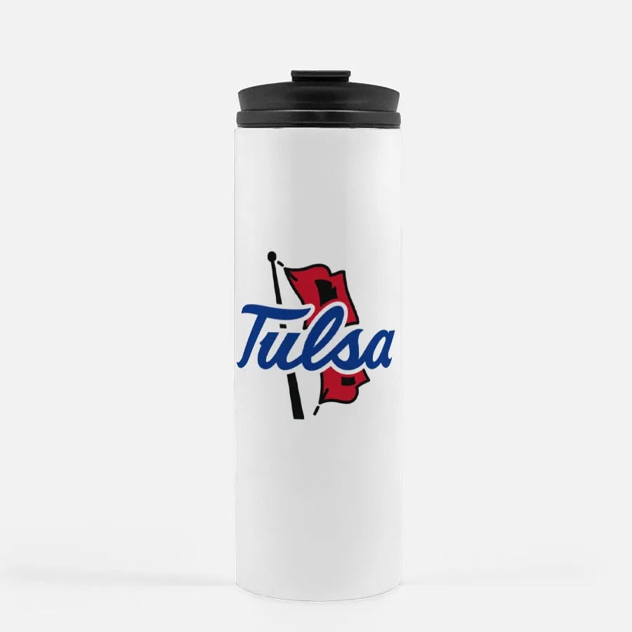 University of Tulsa White Thermal Tumbler | Festive Fit Home | Tulsa Gifts and Dorm Decor