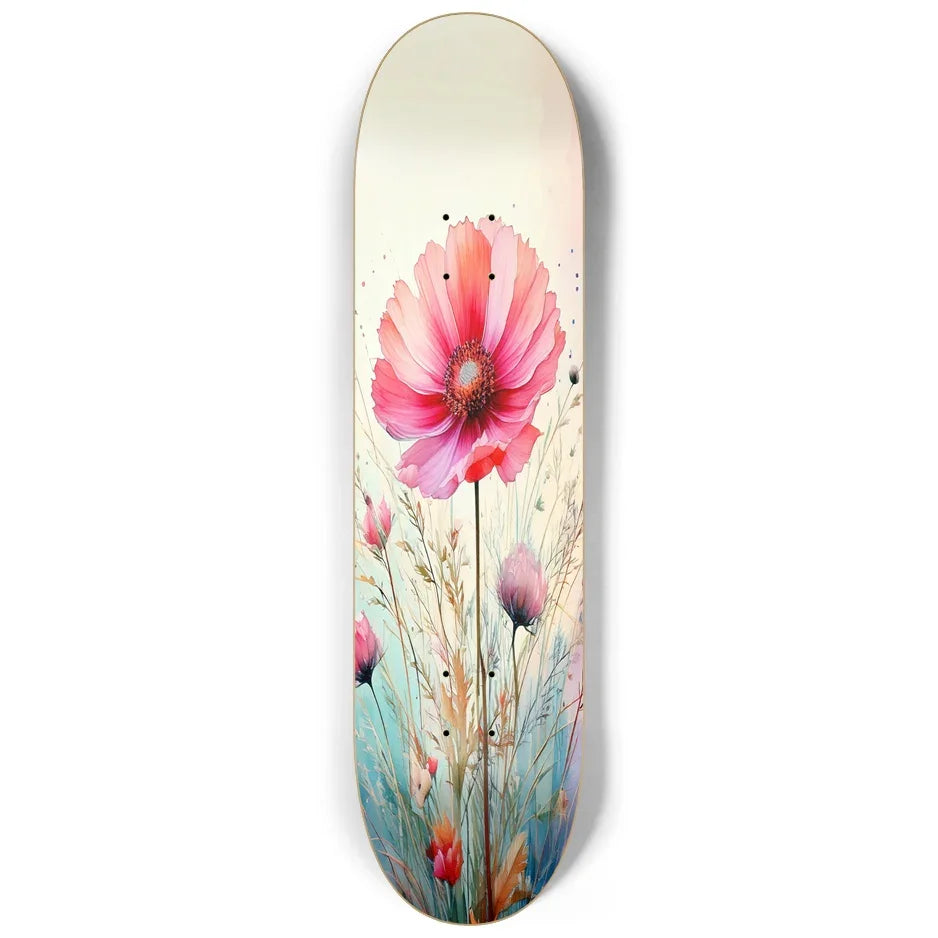 Pink Wildflower Skateboard Deck Skateboard Deck