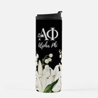 Alpha Phi Black Thermal Tumbler - Lillies 16 oz. | Travel Mug | APhi Gifts