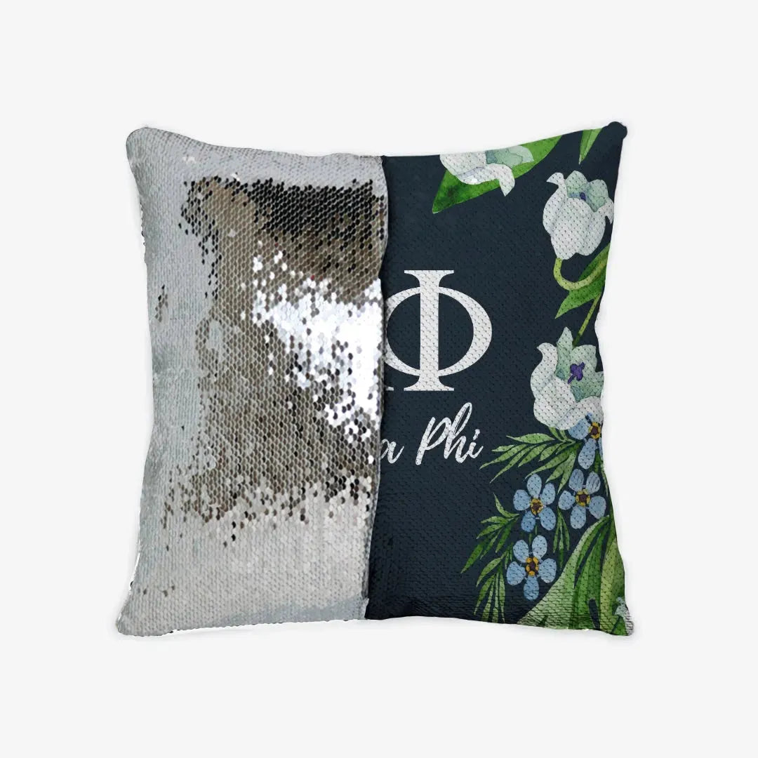 Alpha Phi Dark Lily Sequin Pillow Cover Pillow Covers