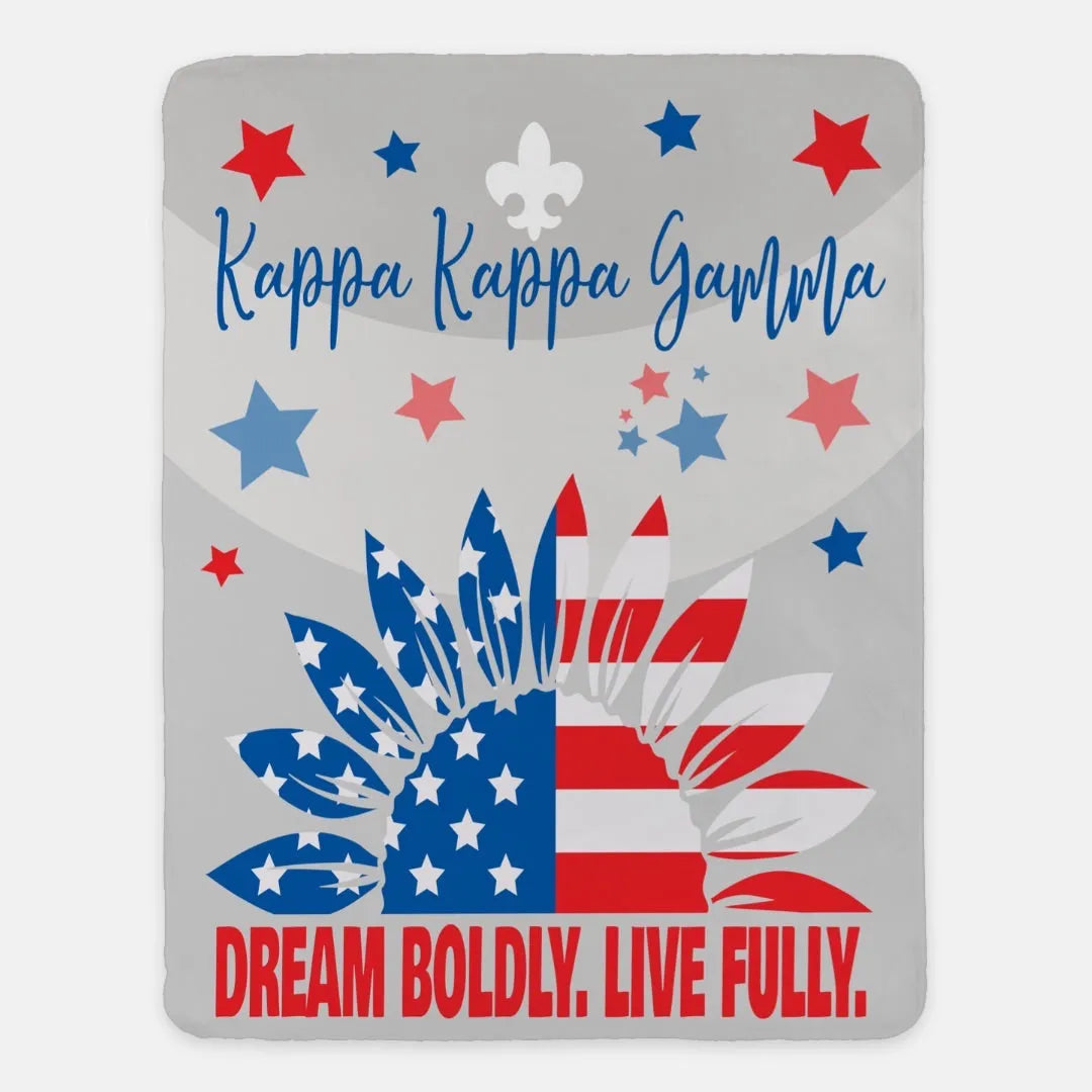 Kappa Kappa Gamma Blanket XL 60x80 American Sunflower | KKG Gifts & Decor | Festive Fit Home