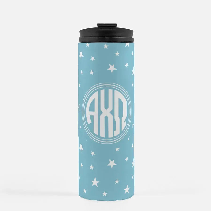 Alpha Chi Omega Thermal Tumbler - Monogram Stars Olympus Blue 16 oz. Drinkware