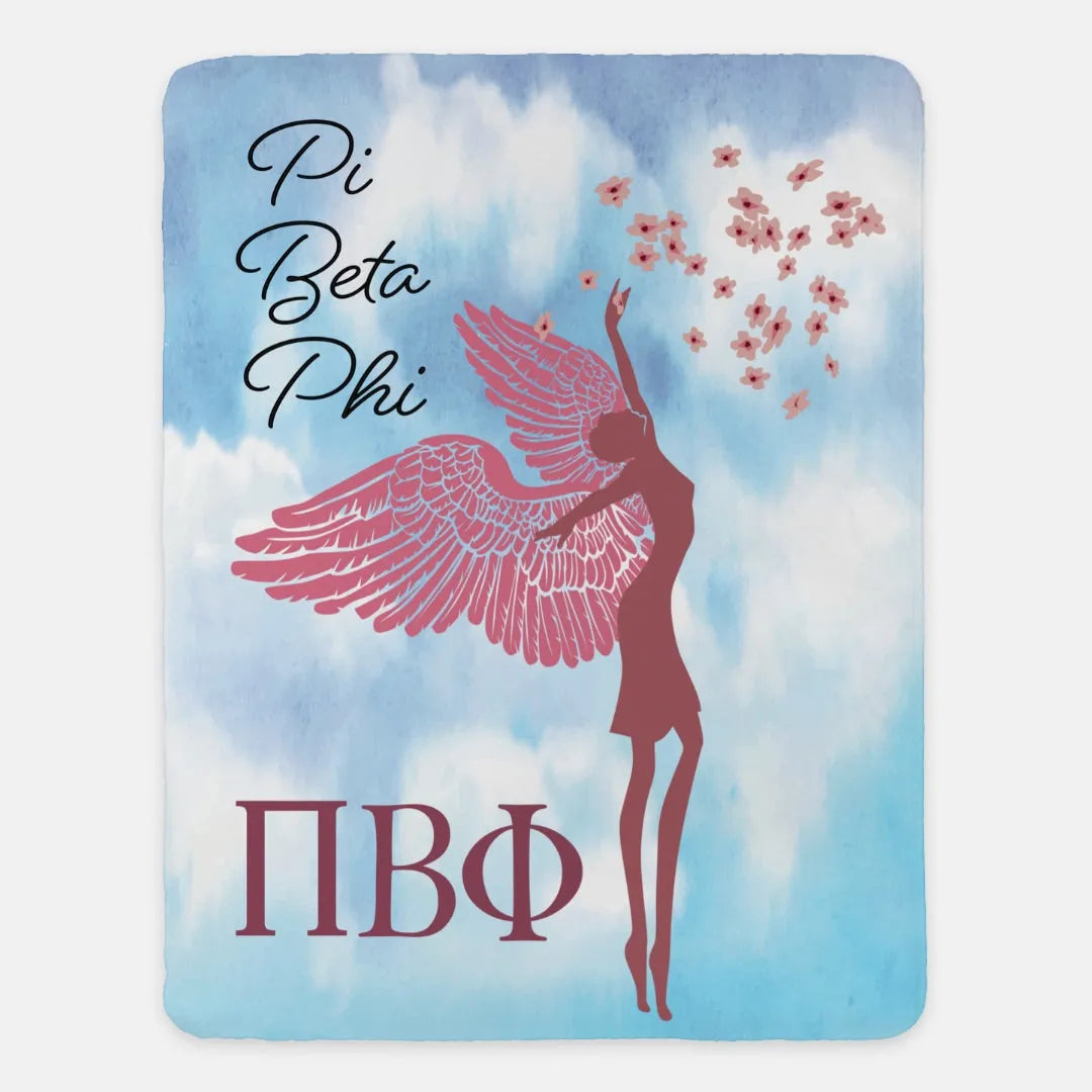 Pi Beta Phi Angel Sherpa Blanket 60"x80" | Pi Beta Phi Gifts | Pi Phi