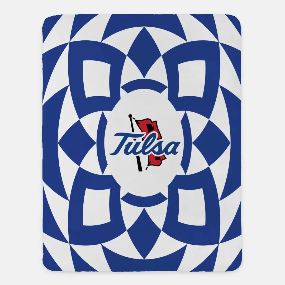 University of Tulsa Blue XL 60x80 Tribal Sherpa Throw Blanket Blue Throw Blankets