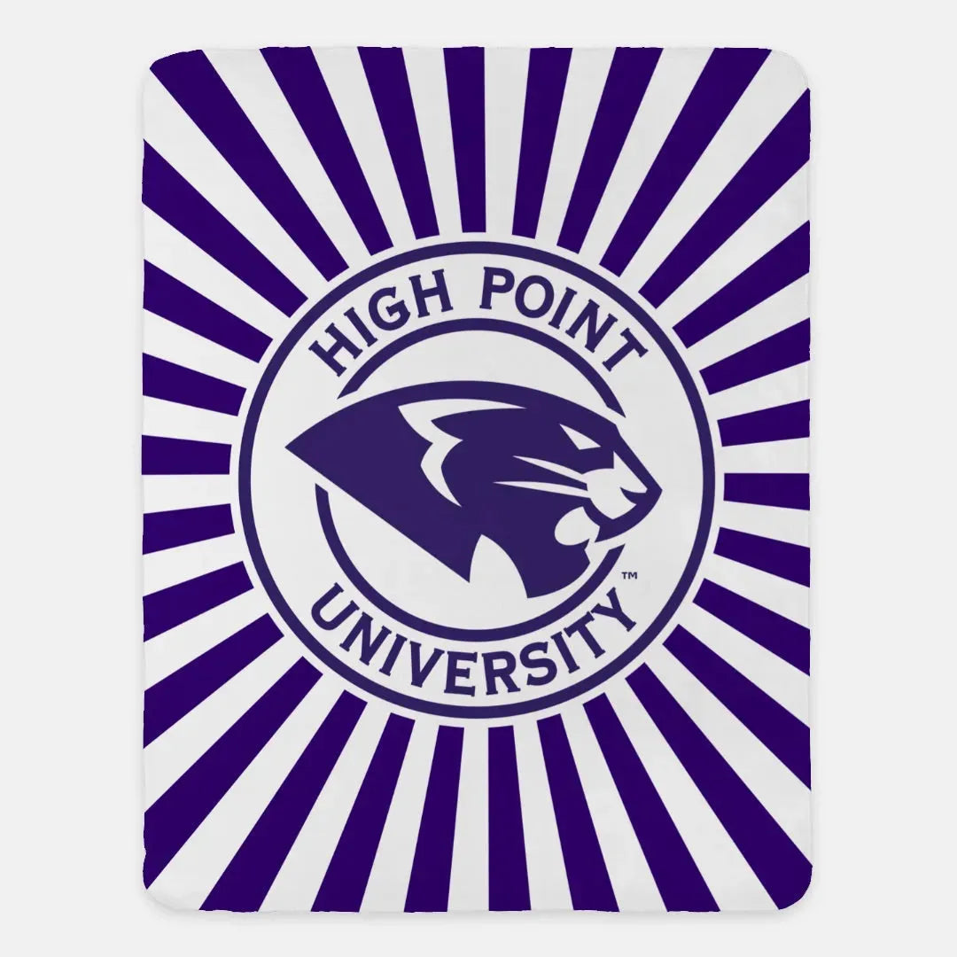 High Point University XL 60x80 Sherpa Blanket - Panther Seal Starburst Throw Blankets