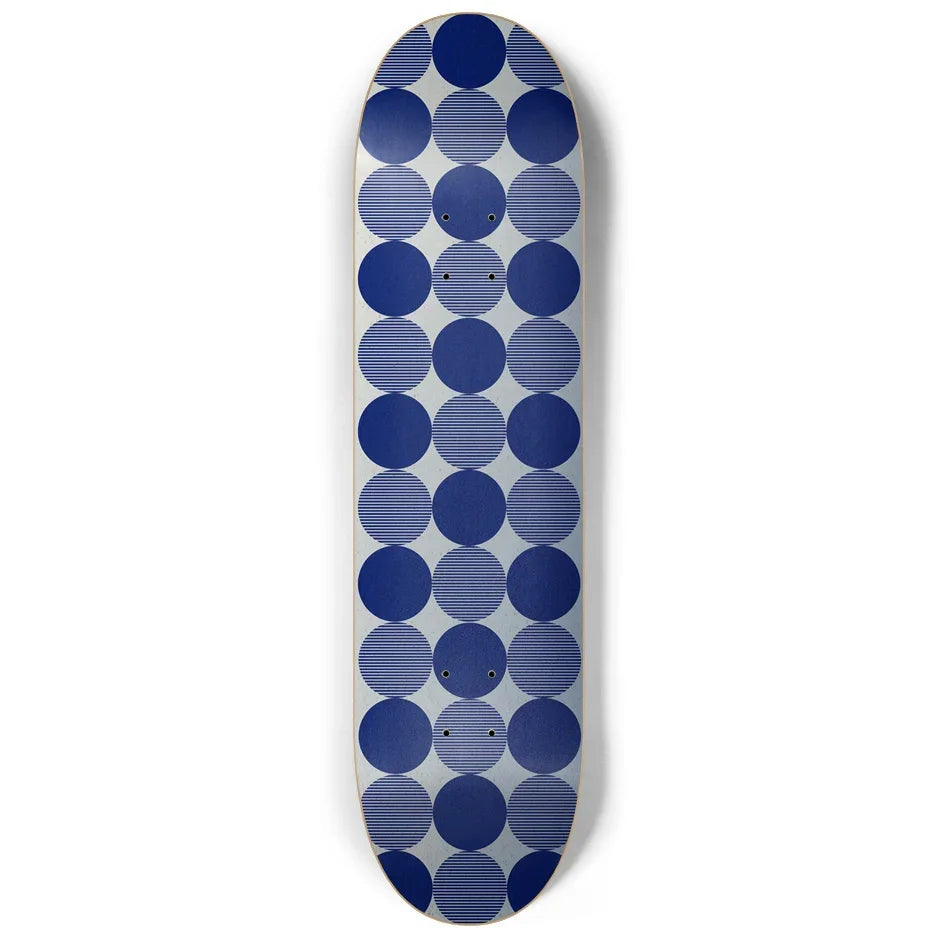 Geo Circles - Silver & Blue Skateboard Deck Skateboard Deck