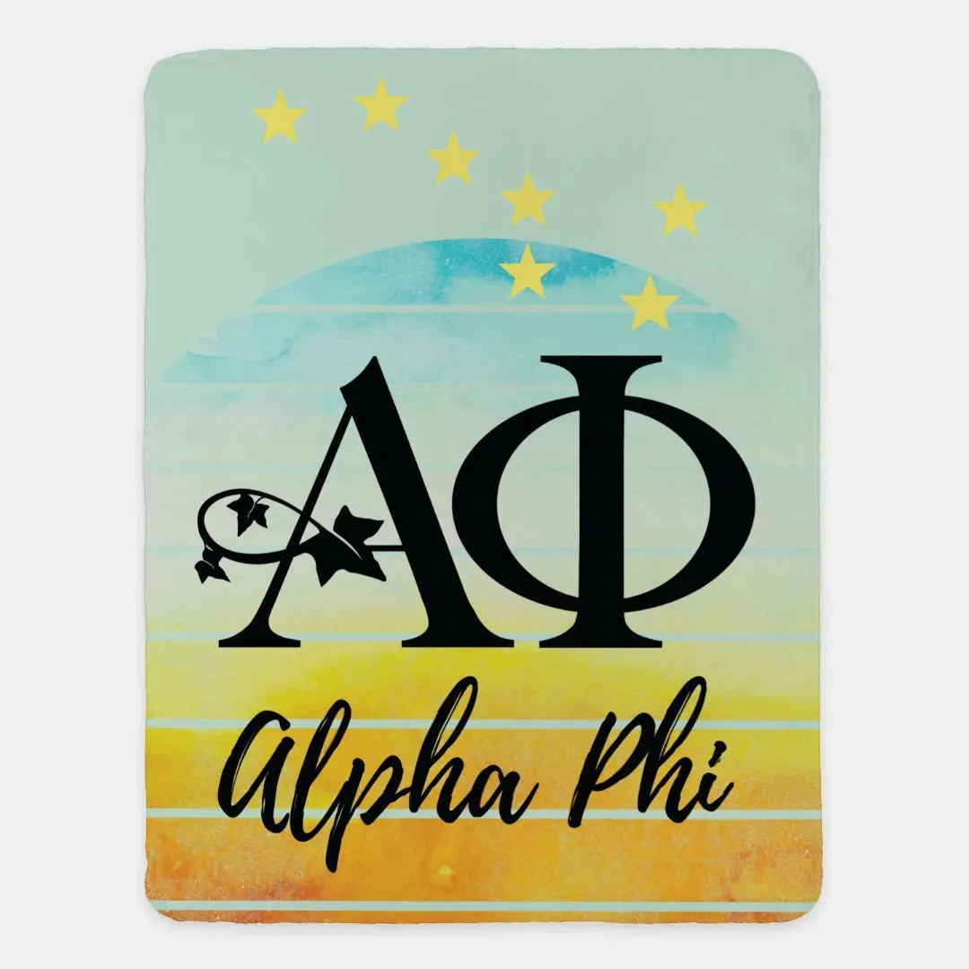 Alpha Phi XL 60x80 Sherpa Blanket - Sunset Constellation Throw Blankets