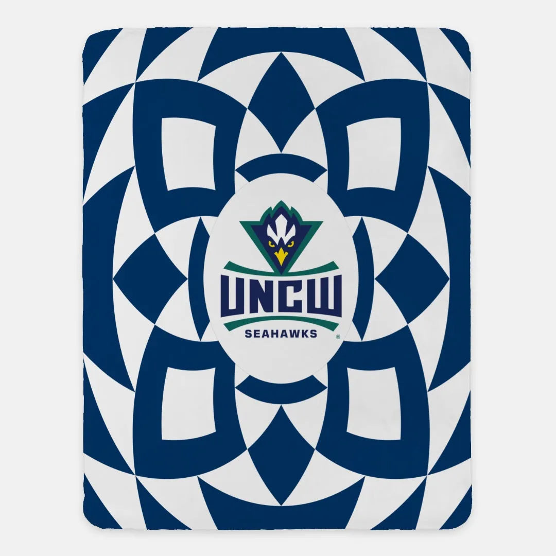 UNC Wilmington Sherpa Blanket Tribal - Navy 60"x80" - UNCW Gifts and Merchandise | Festive Fit Home