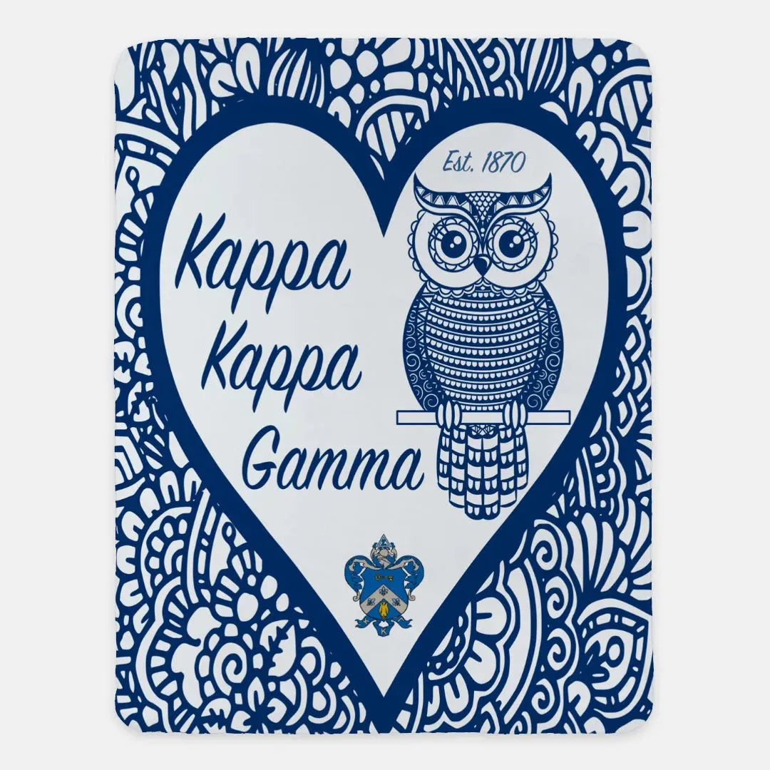Kappa Kappa Gamma XL 60x80 Sherpa Blanket Mandala Heart Throw Blankets