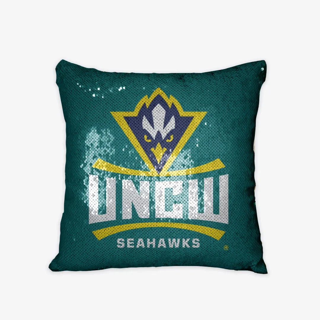 UNCW Seahawk Sequin Reversible Pillow Case | UNC Wilmington Gifts