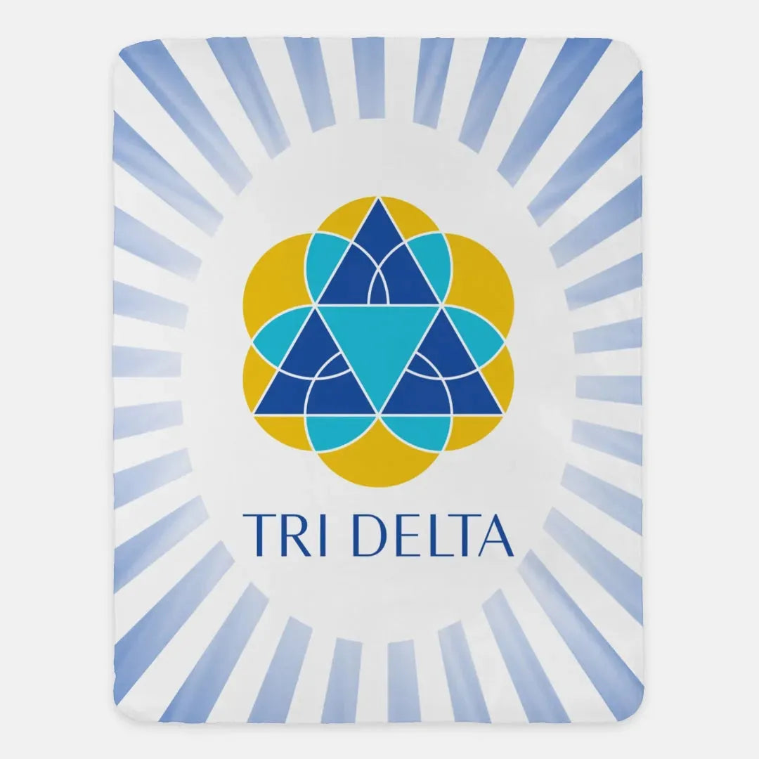 Tri Delta XL 60x80 Sherpa Blanket - Dark Blue Starburst Throw Blankets