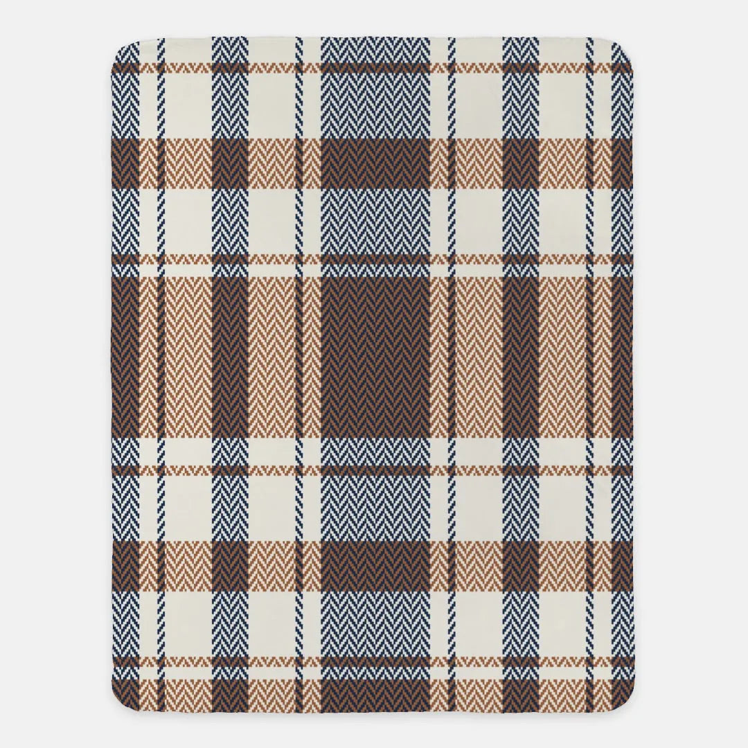 Brown Plaid Sherpa Throw Blanket - 60" x 80" | Fall Home Decor