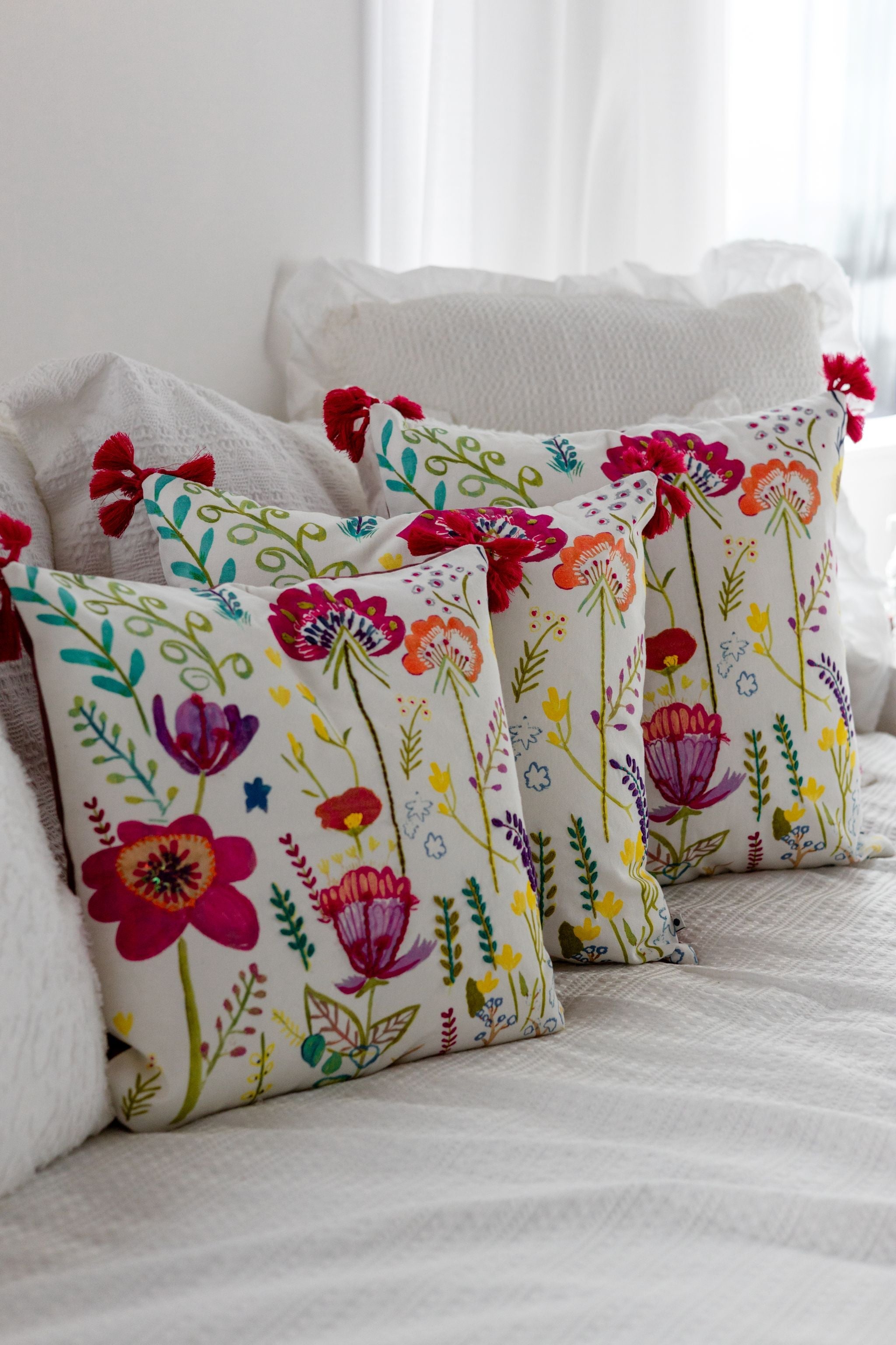 Blossom Embroidered Cushion Cover | Dorm Decor