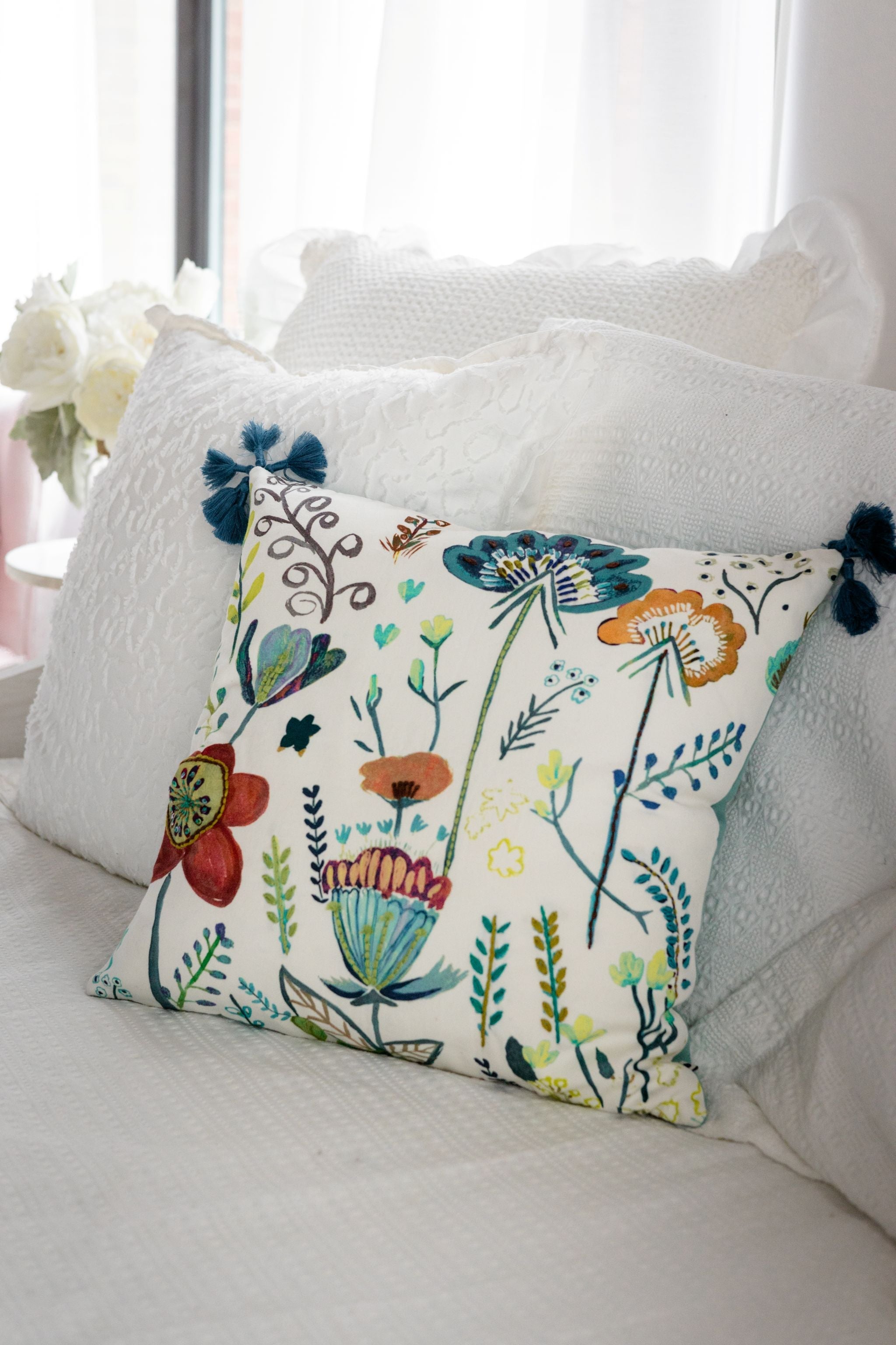 Blossom Embroidered Cushion Cover | Dorm Decor